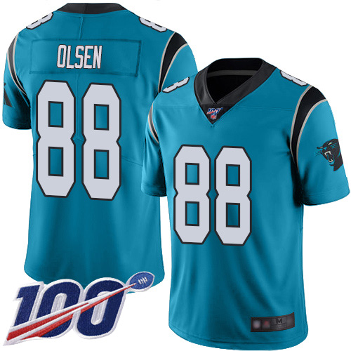 Panthers #88 Greg Olsen Blue Alternate Youth Stitched Football 100th Season Vapor Limited Jersey