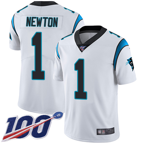 Panthers #1 Cam Newton White Youth Stitched Football 100th Season Vapor Limited Jersey Panthers #1 Cam Newton White Youth Stitched Football 100th Season Vapor Limited Jersey