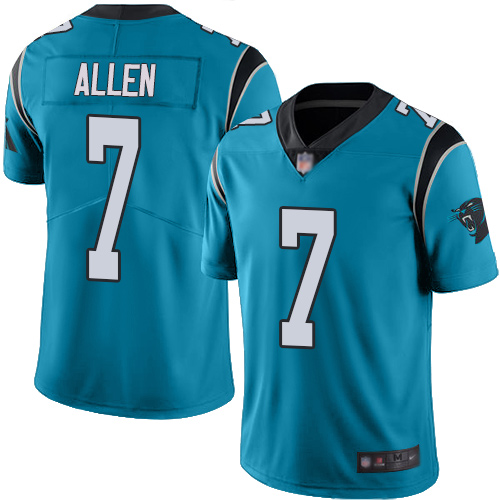 Panthers #7 Kyle Allen Blue Youth Stitched Football Limited Rush Jersey