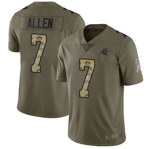 Panthers #7 Kyle Allen Olive/Camo Youth Stitched Football Limited 2017 Salute to Service Jersey