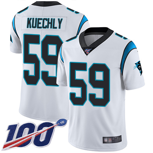 Panthers #59 Luke Kuechly White Youth Stitched Football 100th Season Vapor Limited Jersey