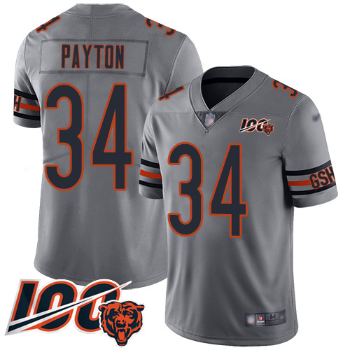Bears #34 Walter Payton Silver Youth Stitched Football Limited Inverted Legend 100th Season Jersey