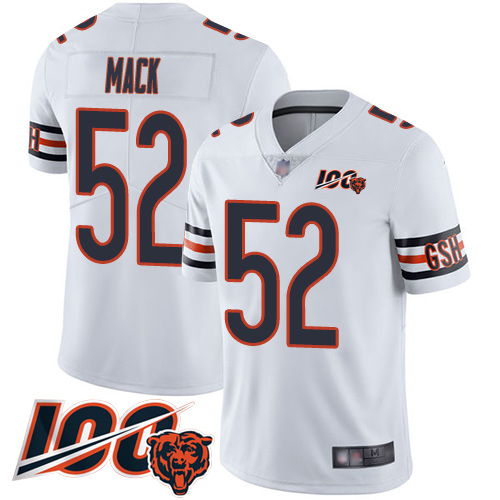 Bears #52 Khalil Mack White Youth Stitched Football 100th Season Vapor Limited Jersey Bears #52 Khalil Mack White Youth Stitched Football 100th Season Vapor Limited Jersey