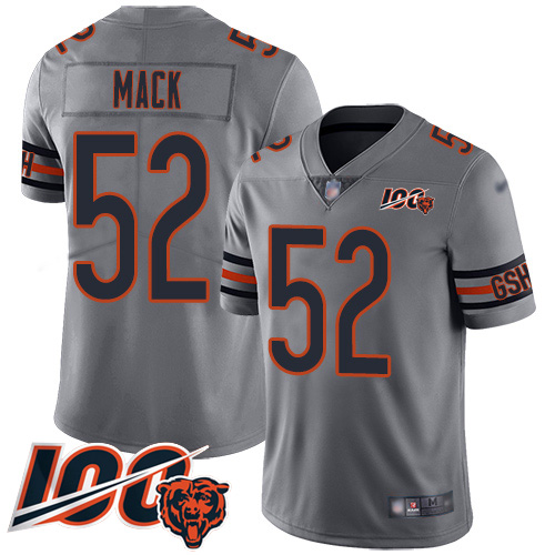 Bears #52 Khalil Mack Silver Youth Stitched Football Limited Inverted Legend 100th Season Jersey