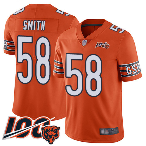 Bears #58 Roquan Smith Orange Youth Stitched Football Limited Rush 100th Season Jersey