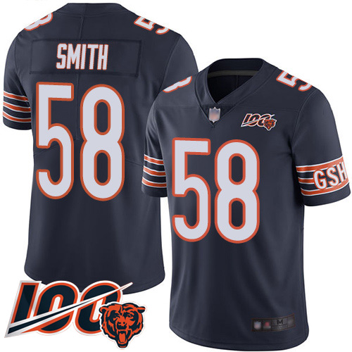 Bears #58 Roquan Smith Navy Blue Team Color Youth Stitched Football 100th Season Vapor Limited Jersey