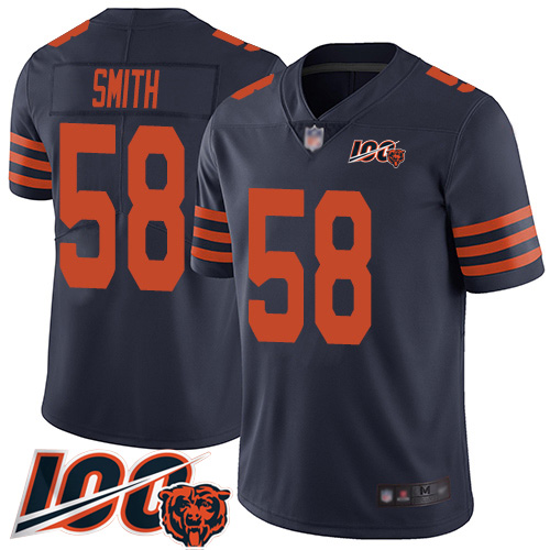 Bears #58 Roquan Smith Navy Blue Alternate Youth Stitched Football 100th Season Vapor Limited Jersey