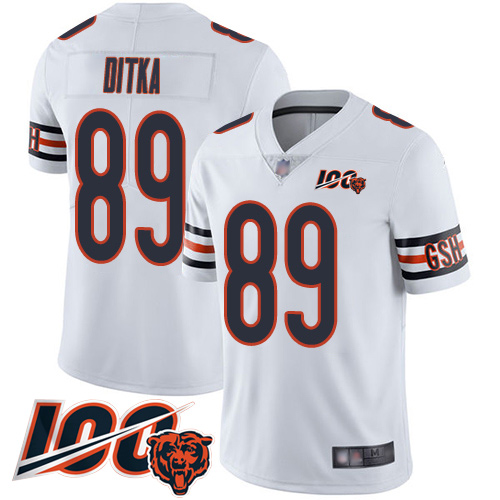 Bears #89 Mike Ditka White Youth Stitched Football 100th Season Vapor Limited Jersey