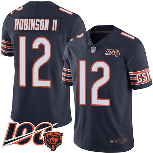 Bears #12 Allen Robinson II Navy Blue Team Color Youth Stitched Football 100th Season Vapor Limited Jersey