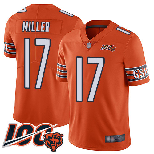 Bears #17 Anthony Miller Orange Youth Stitched Football Limited Rush 100th Season Jersey Bears #17 Anthony Miller Orange Youth Stitched Football Limited Rush 100th Season Jersey