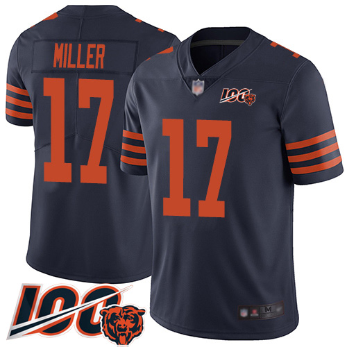 Bears #17 Anthony Miller Navy Blue Alternate Youth Stitched Football 100th Season Vapor Limited Jersey