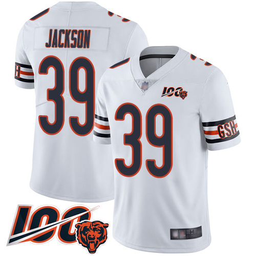 Bears #39 Eddie Jackson White Youth Stitched Football 100th Season Vapor Limited Jersey