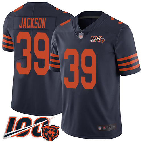 Bears #39 Eddie Jackson Navy Blue Alternate Youth Stitched Football 100th Season Vapor Limited Jersey