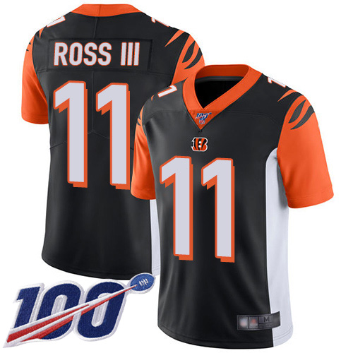 Bengals #11 John Ross III Black Team Color Youth Stitched Football 100th Season Vapor Limited Jersey