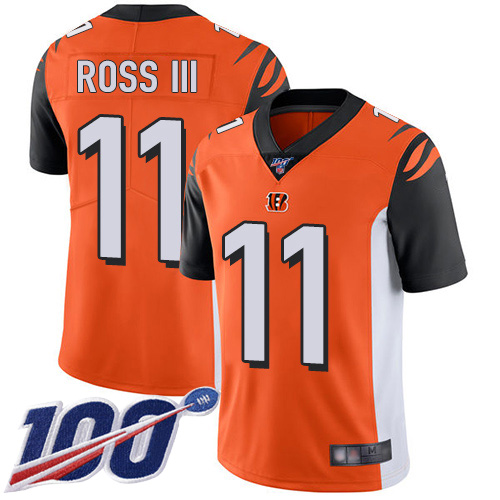 Bengals #11 John Ross III Orange Alternate Youth Stitched Football 100th Season Vapor Limited Jersey