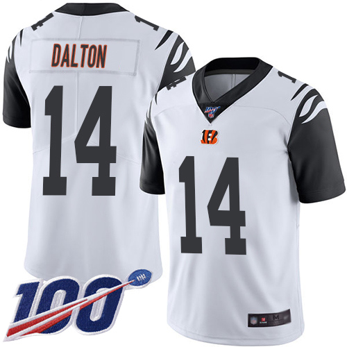 Bengals #14 Andy Dalton White Youth Stitched Football Limited Rush 100th Season Jersey