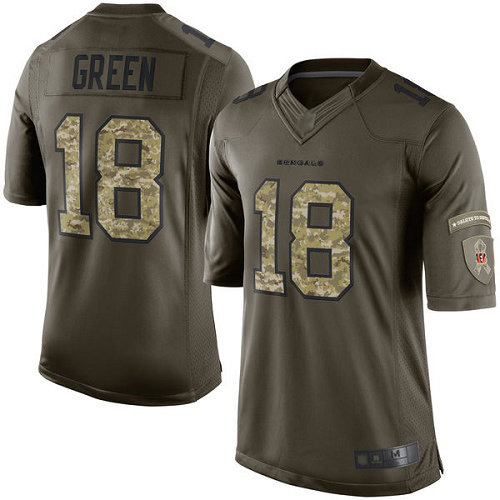 Bengals #18 A.J. Green Green Youth Stitched Football Limited 2015 Salute to Service Jersey