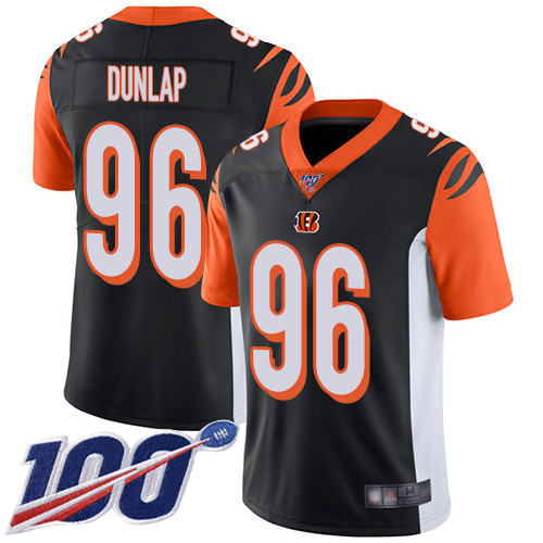 Bengals #96 Carlos Dunlap Black Team Color Youth Stitched Football 100th Season Vapor Limited Jersey