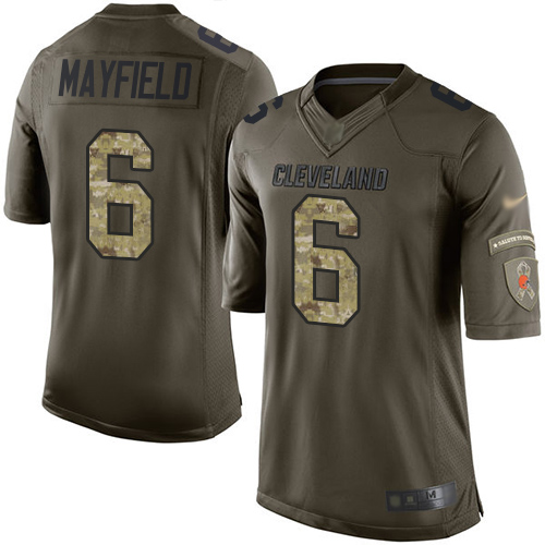 Browns #6 Baker Mayfield Green Youth Stitched Football Limited 2015 Salute to Service Jersey