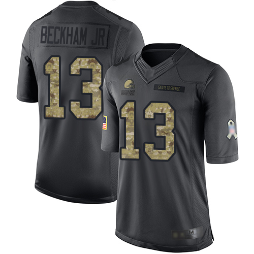 Browns #13 Odell Beckham Jr Black Youth Stitched Football Limited 2016 Salute to Service Jersey