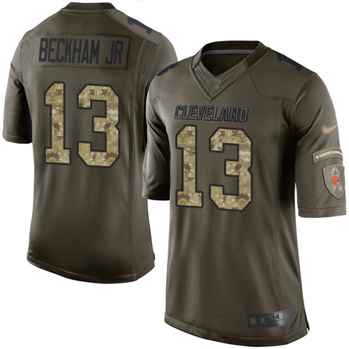 Browns #13 Odell Beckham Jr Green Youth Stitched Football Limited 2015 Salute to Service Jersey