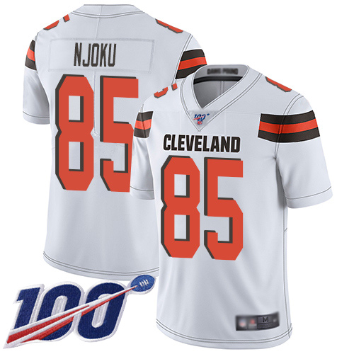 Browns #85 David Njoku White Youth Stitched Football 100th Season Vapor Limited Jersey
