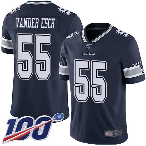 Cowboys #55 Leighton Vander Esch Navy Blue Team Color Youth Stitched Football 100th Season Vapor Limited Jersey