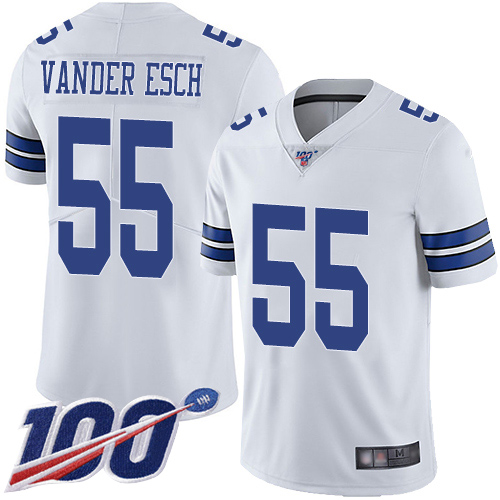 Cowboys #55 Leighton Vander Esch White Youth Stitched Football 100th Season Vapor Limited Jersey