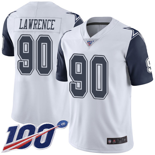 Cowboys #90 Demarcus Lawrence White Youth Stitched Football Limited Rush 100th Season Jersey