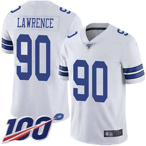 Cowboys #90 Demarcus Lawrence White Youth Stitched Football 100th Season Vapor Limited Jersey