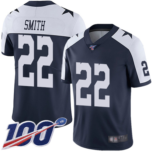 Cowboys #22 Emmitt Smith Navy Blue Thanksgiving Youth Stitched Football 100th Season Vapor Throwback Limited Jersey Cowboys #22 Emmitt Smith Navy Blue Thanksgiving Youth Stitched Football 100th Season Vapor Throwback Limited Jersey