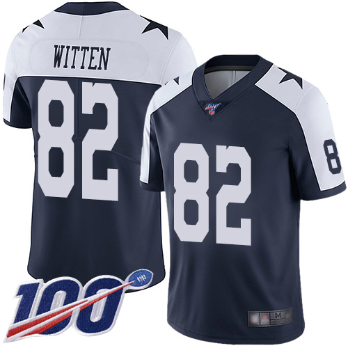 Cowboys #82 Jason Witten Navy Blue Thanksgiving Youth Stitched Football 100th Season Vapor Throwback Limited Jersey