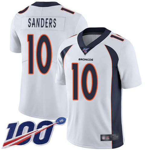 Broncos #10 Emmanuel Sanders White Youth Stitched Football 100th Season Vapor Limited Jersey
