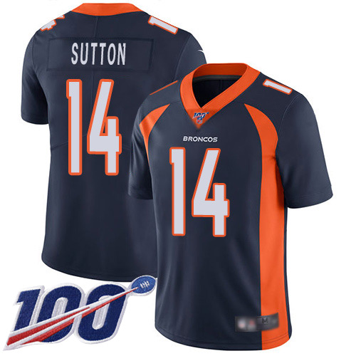 Broncos #14 Courtland Sutton Navy Blue Alternate Youth Stitched Football 100th Season Vapor Limited Jersey