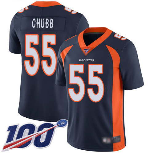 Broncos #55 Bradley Chubb Navy Blue Alternate Youth Stitched Football 100th Season Vapor Limited Jersey