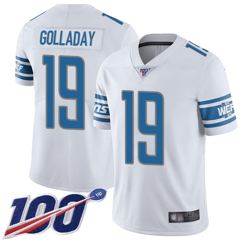 Lions #19 Kenny Golladay White Youth Stitched Football 100th Season Vapor Limited Jersey
