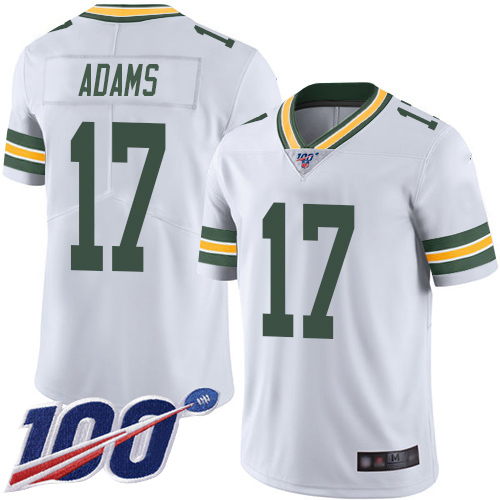 Packers #17 Davante Adams White Youth Stitched Football 100th Season Vapor Limited Jersey