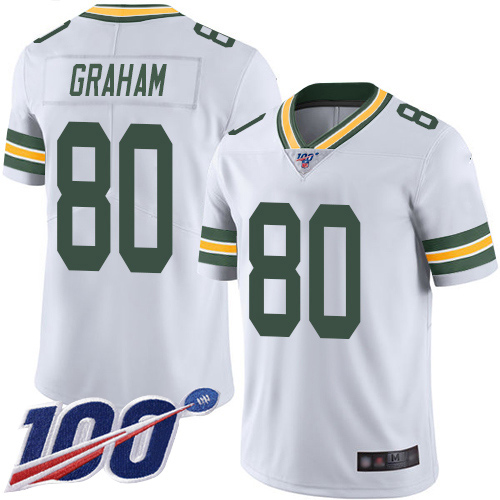 Packers #80 Jimmy Graham White Youth Stitched Football 100th Season Vapor Limited Jersey