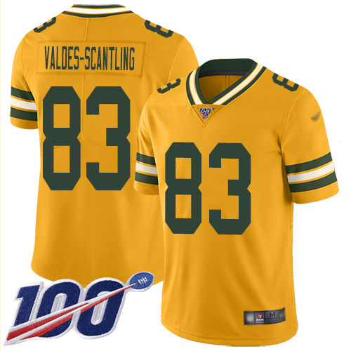 Packers #83 Marquez Valdes-Scantling Gold Youth Stitched Football Limited Inverted Legend 100th Season Jersey Packers #83 Marquez Valdes-Scantling Gold Youth Stitched Football Limited Inverted Legend 100th Season Jersey