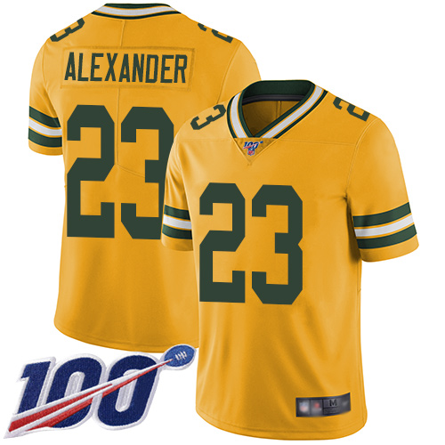 Packers #23 Jaire Alexander Yellow Youth Stitched Football Limited Rush 100th Season Jersey
