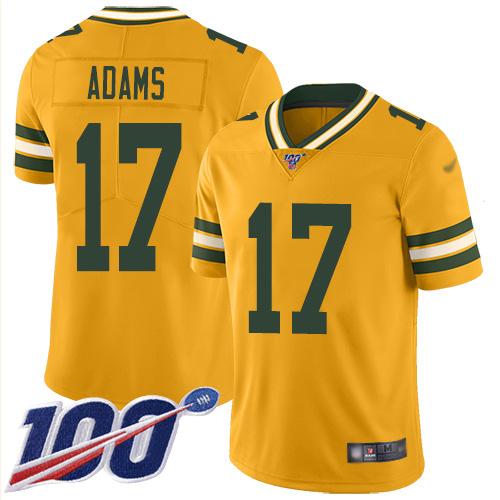 Packers #17 Davante Adams Gold Youth Stitched Football Limited Inverted Legend 100th Season Jersey