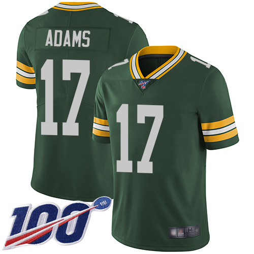 Packers #17 Davante Adams Green Team Color Youth Stitched Football 100th Season Vapor Limited Jersey