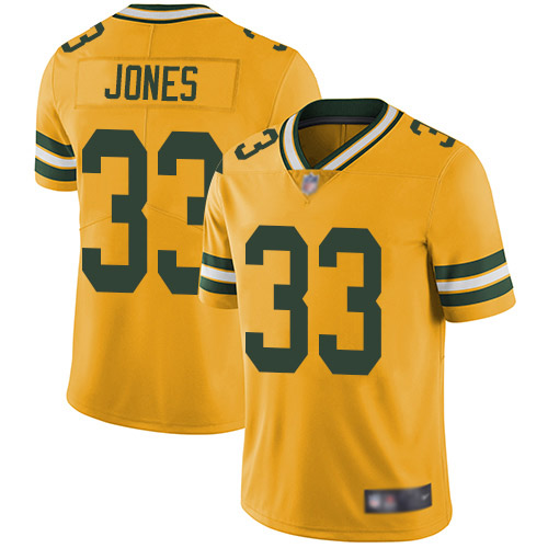 Packers #33 Aaron Jones Yellow Youth Stitched Football Limited Rush Jersey Packers #33 Aaron Jones Yellow Youth Stitched Football Limited Rush Jersey