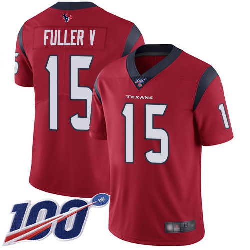 Texans #15 Will Fuller V Red Alternate Youth Stitched Football 100th Season Vapor Limited Jersey Texans #15 Will Fuller V Red Alternate Youth Stitched Football 100th Season Vapor Limited Jersey