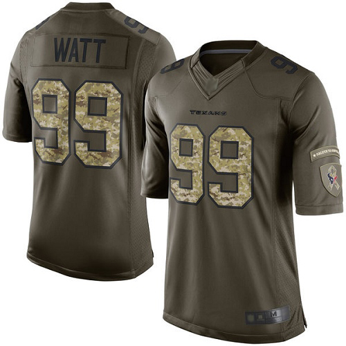 Texans #99 J.J. Watt Green Youth Stitched Football Limited 2015 Salute to Service Jersey