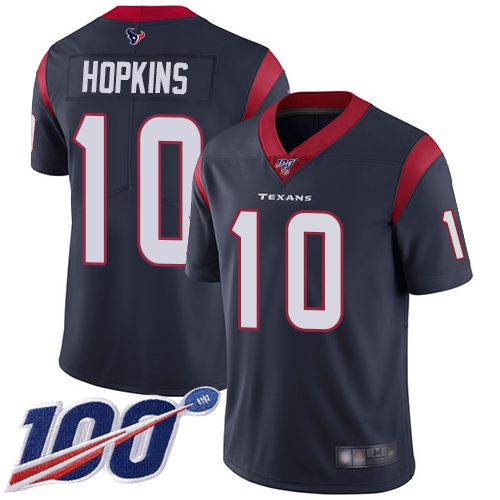 Texans #10 DeAndre Hopkins Navy Blue Team Color Youth Stitched Football 100th Season Vapor Limited Jersey