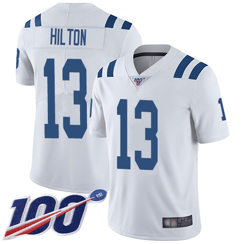 Colts #13 T.Y. Hilton White Youth Stitched Football 100th Season Vapor Limited Jersey