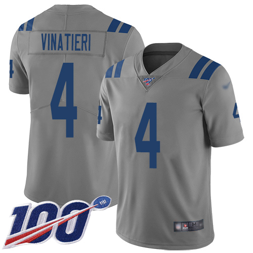 Colts #4 Adam Vinatieri Gray Youth Stitched Football Limited Inverted Legend 100th Season Jersey