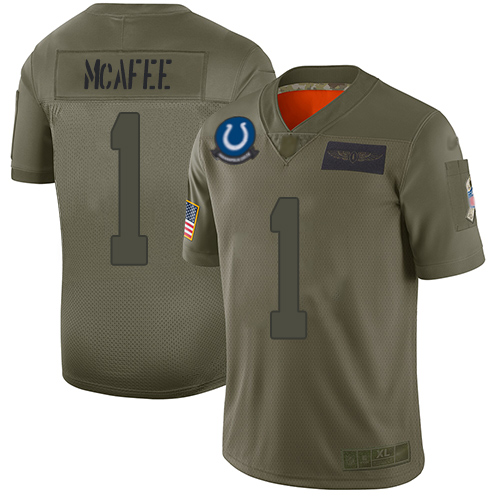 Colts #1 Pat McAfee Camo Youth Stitched Football Limited 2019 Salute to Service Jersey