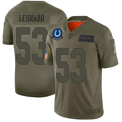 Colts #53 Darius Leonard Camo Youth Stitched Football Limited 2019 Salute to Service Jersey